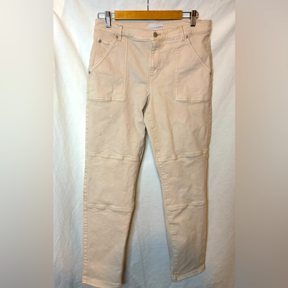 Loft Curvy Girlfriend Cream Utility Jeans Size 29 (8)
